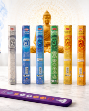 Meditation set – 7 Chakra agarbatti/incense sticks set with 7 chakra printed agarbatti stand