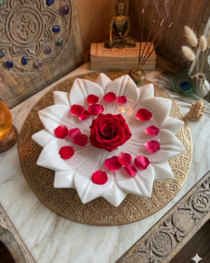 Urli – 9 Inch Marble Handcrafted Urli, 1 Golden placement mat