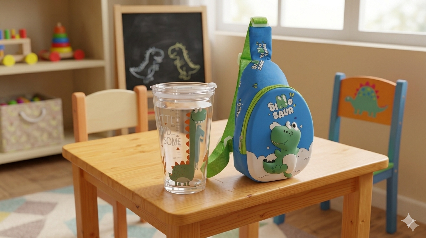 Little travel pack – 1 Chest sling bag and 1 glass tumbler/sipper