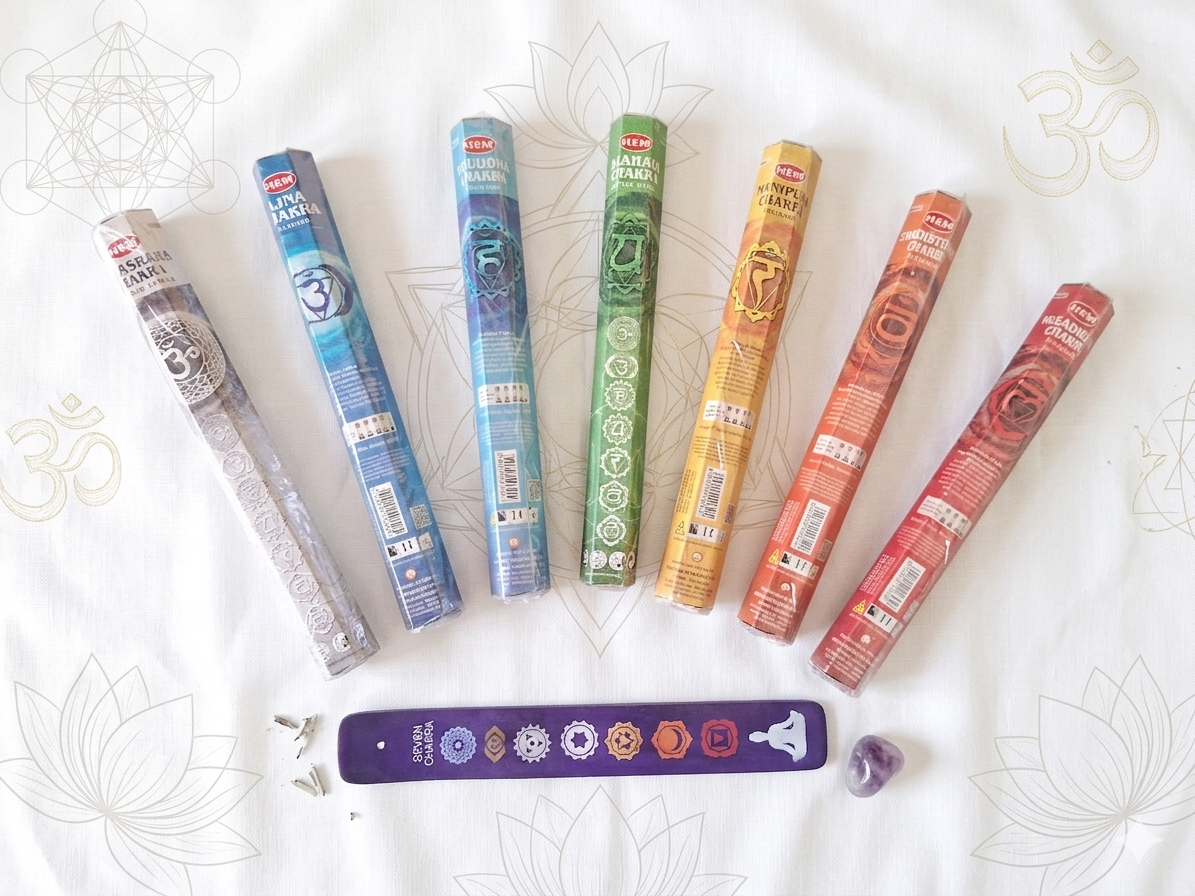 Meditation set – 7 Chakra agarbatti/incense sticks set with 7 chakra printed agarbatti stand - Image 2