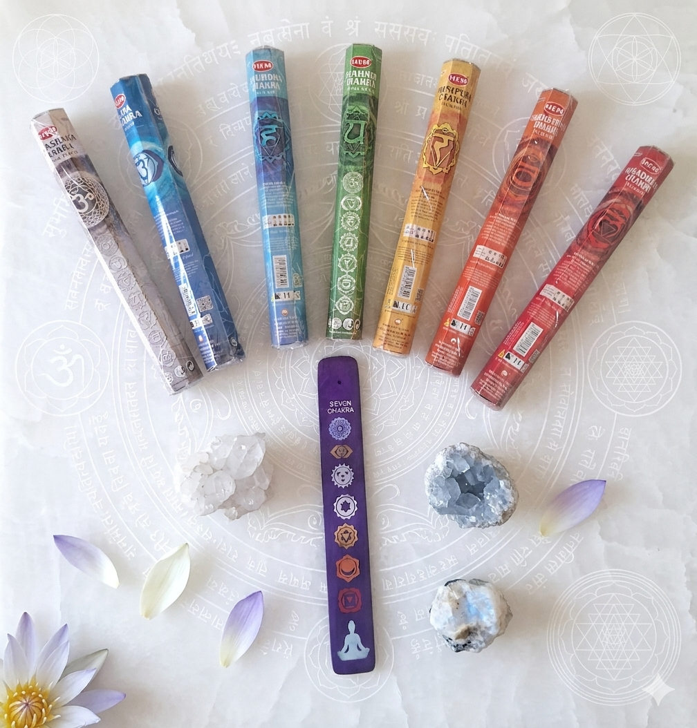Meditation set – 7 Chakra agarbatti/incense sticks set with 7 chakra printed agarbatti stand - Image 3