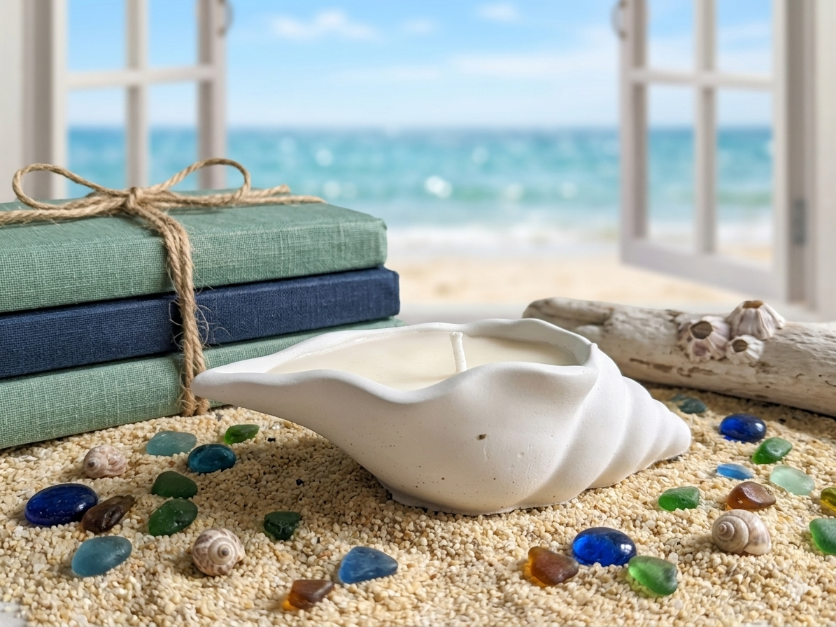 Meditation set – 1 agarbatti/incense Stand, 1 Shankh / Sea shell shaped mild fragrance candle, 1 Large size coaster - Image 3