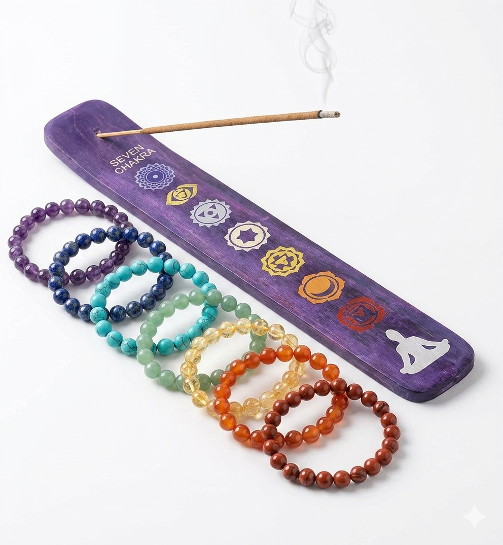 Meditation set – 7 Chakra agarbatti/incense sticks set with 7 chakra printed agarbatti stand - Image 5