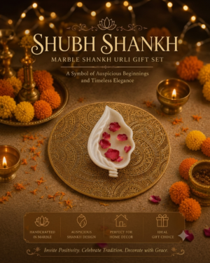 Shubh Shankh Urli – 9.5 Inch Shankh/Conch Shaped Marble Handcrafted Urli