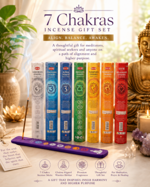 Meditation set – 7 Chakra agarbatti/incense sticks set with 7 chakra printed agarbatti stand