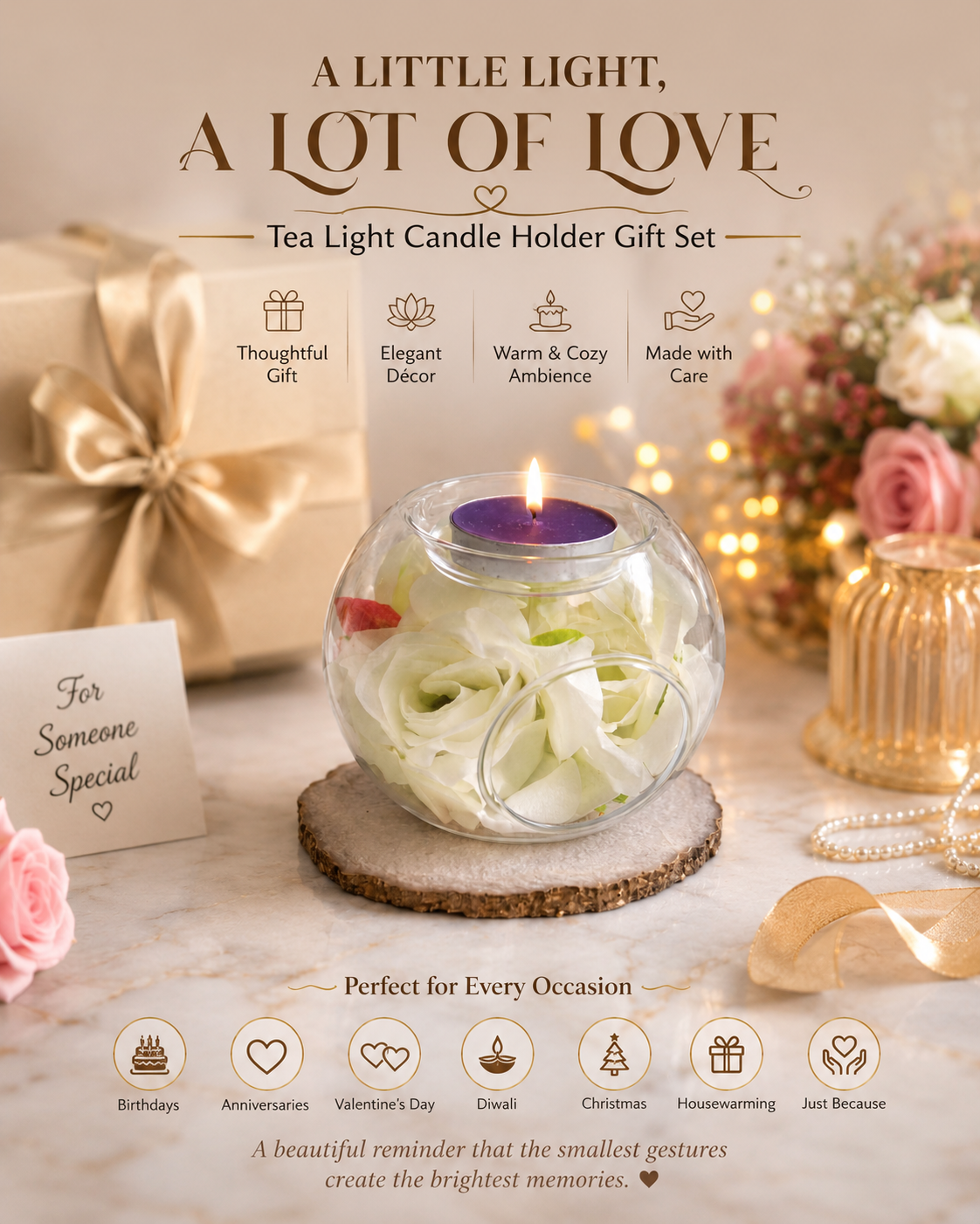 Candle Holder – 1 Round thin glass tea light candle holder