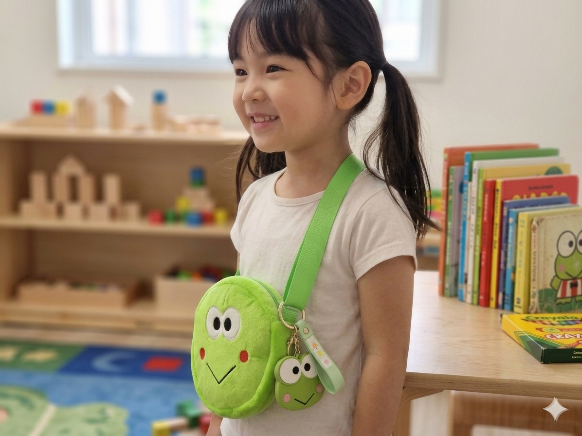 The Froggy Friend – 1 Green frog sling bag, 1 green frog keychain