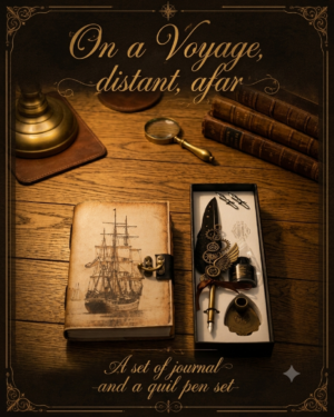 Leather Journal and Quill Pen Set