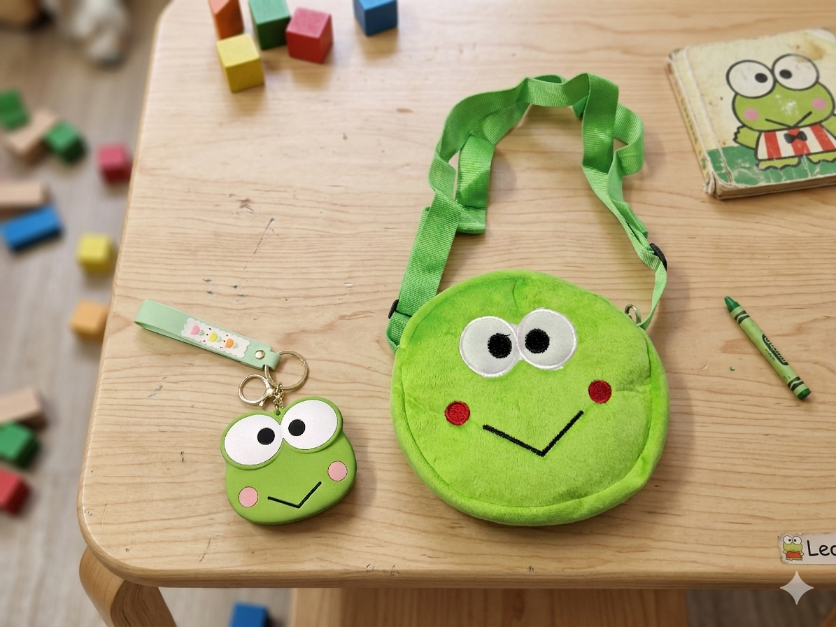 The Froggy Friend – 1 Green frog sling bag, 1 green frog keychain - Image 2