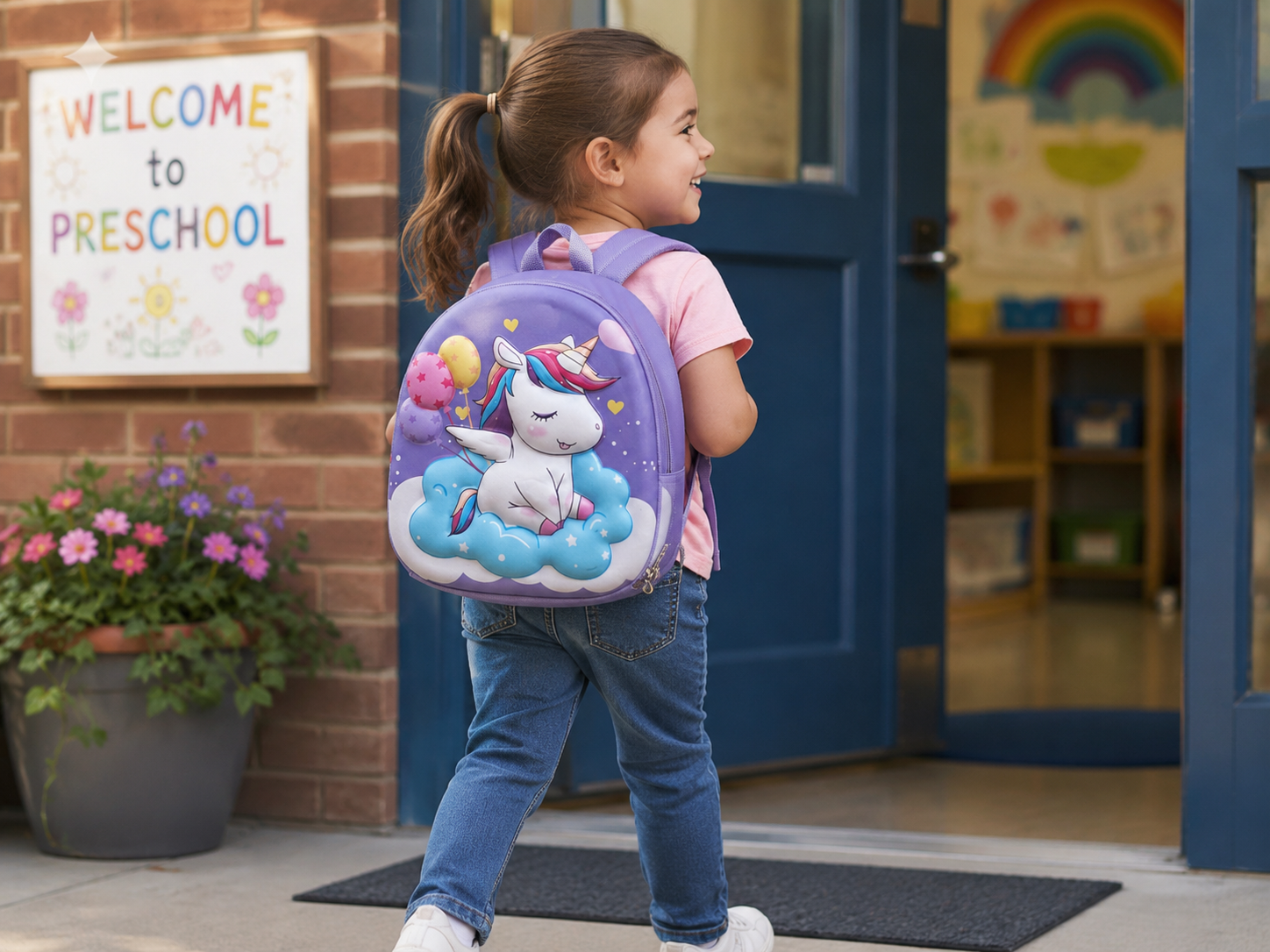 The Happy Unicorn set - 1 Hard Top Unicorn bag, 1 Zipper Unicorn Pencil box - Image 4