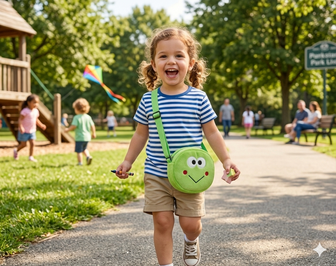 The Froggy Friend – 1 Green frog sling bag, 1 green frog keychain - Image 3