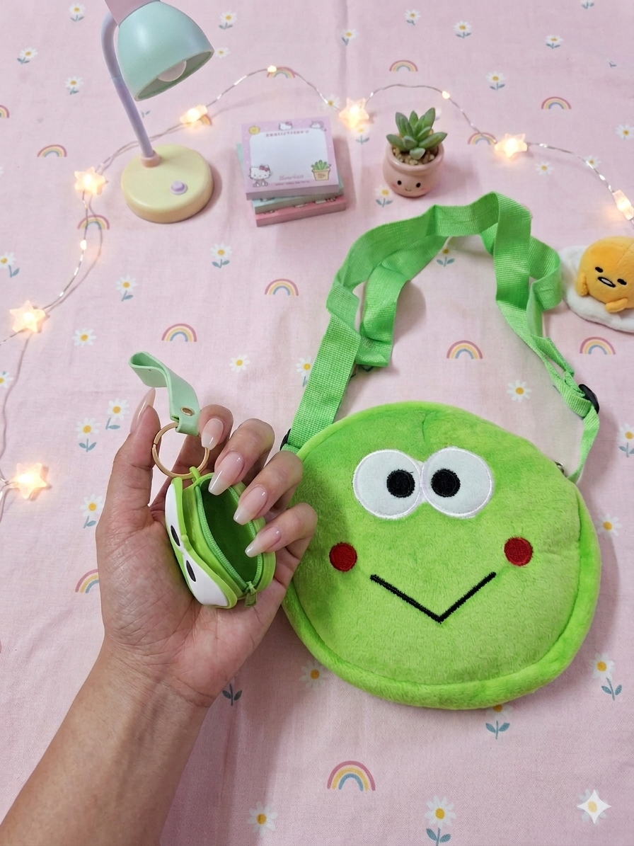 The Froggy Friend – 1 Green frog sling bag, 1 green frog keychain - Image 4