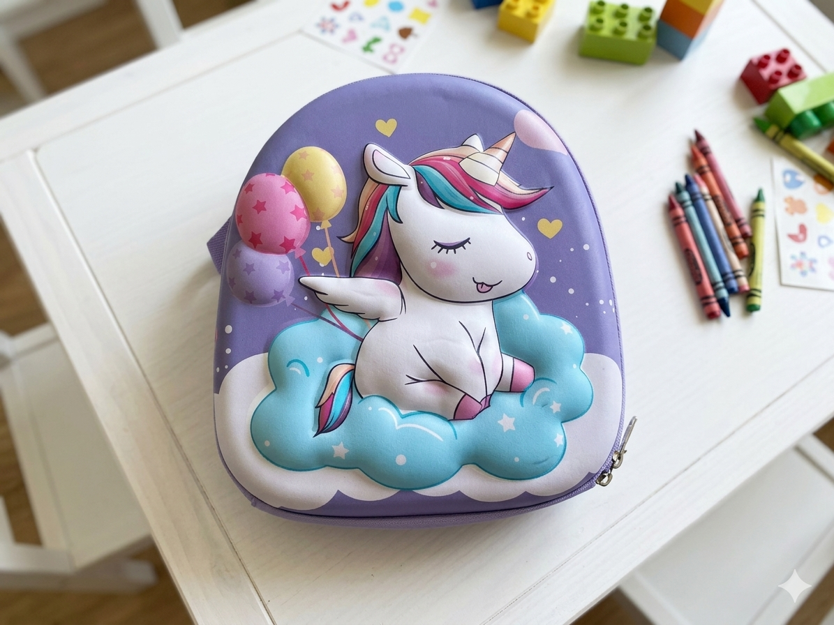 The Happy Unicorn set - 1 Hard Top Unicorn bag, 1 Zipper Unicorn Pencil box - Image 5
