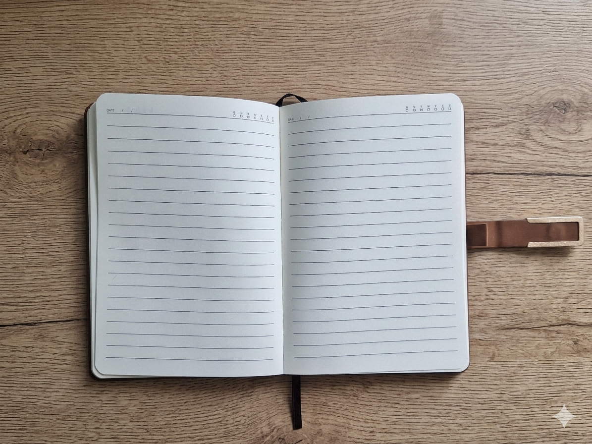 Diary Set - 1 Brown color diary with magnetic closure, 1 Blue pen, 1 Brown color pen case, 1 metal golden color bookmark with tassle - Image 5