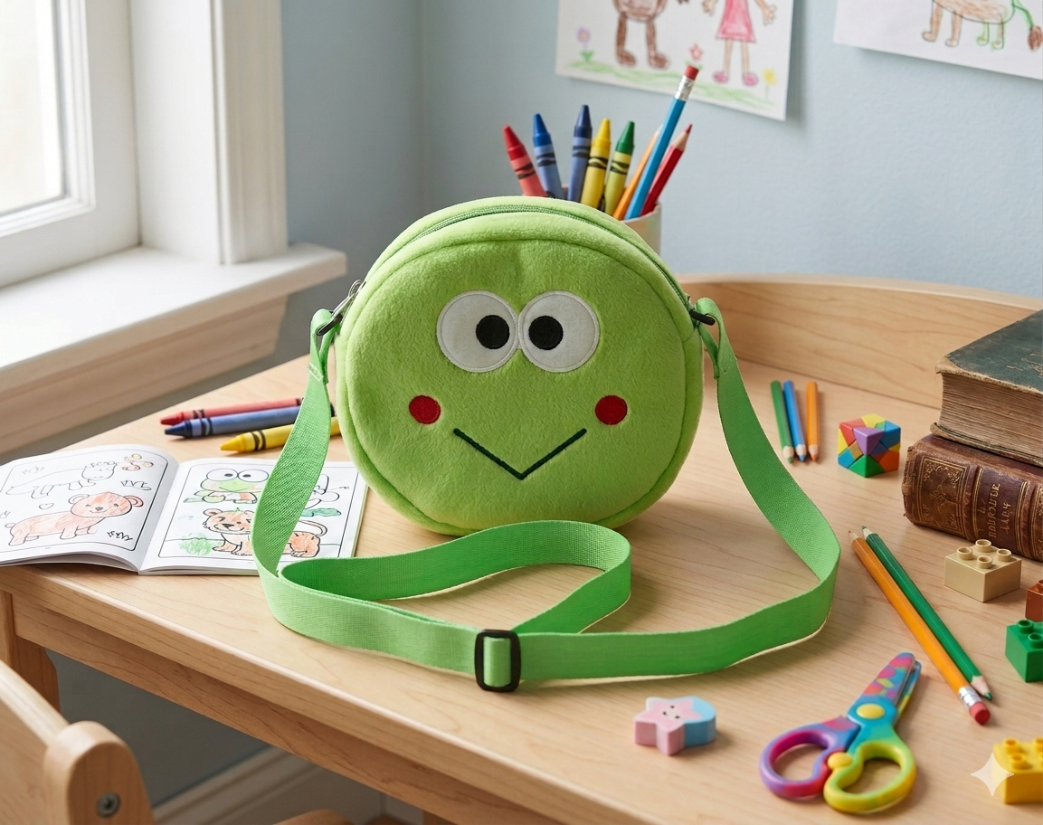 The Froggy Friend – 1 Green frog sling bag, 1 green frog keychain - Image 6
