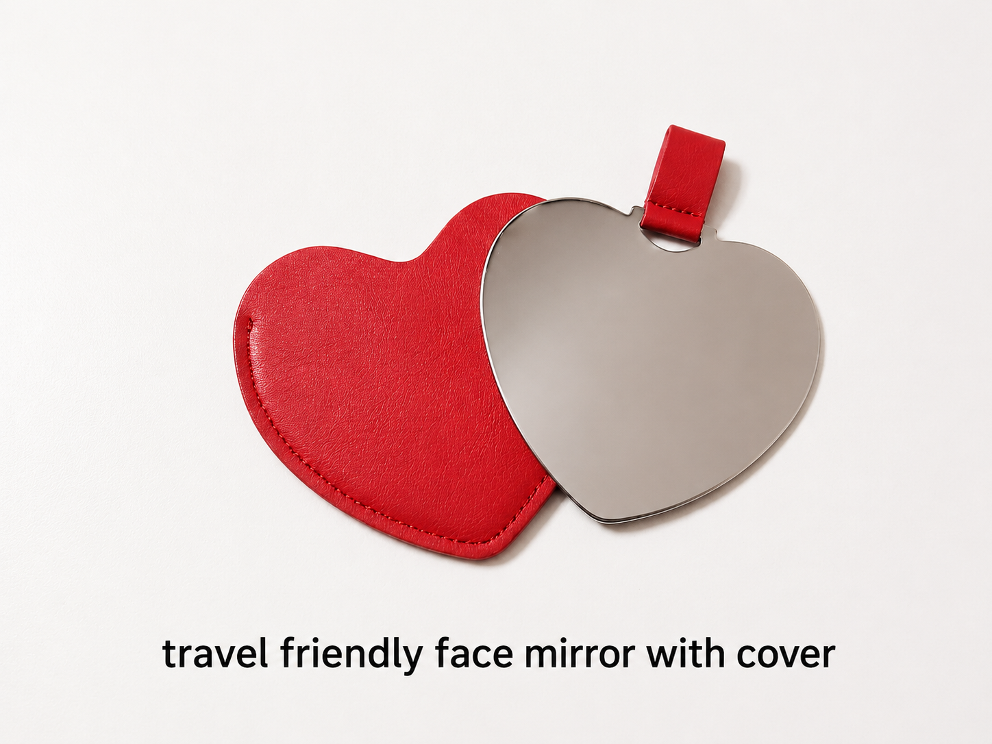 Red heart – 1 Jewelry organizer case and 1 mini face mirror with cover - Image 6