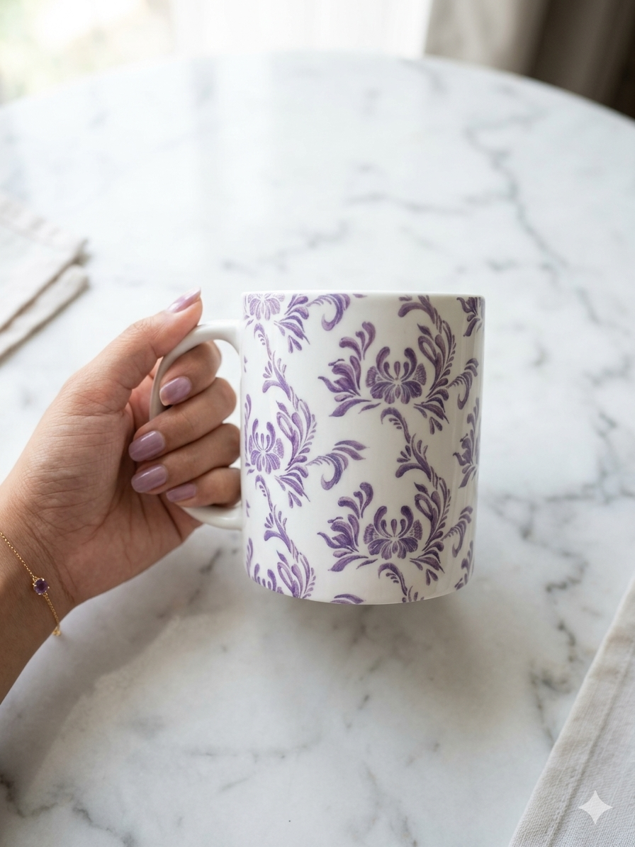 The Blue Floral Mug set - 1 spiral notebook, 1 Ceramic Mug, 1 Blue and 1 Black pen - Image 6