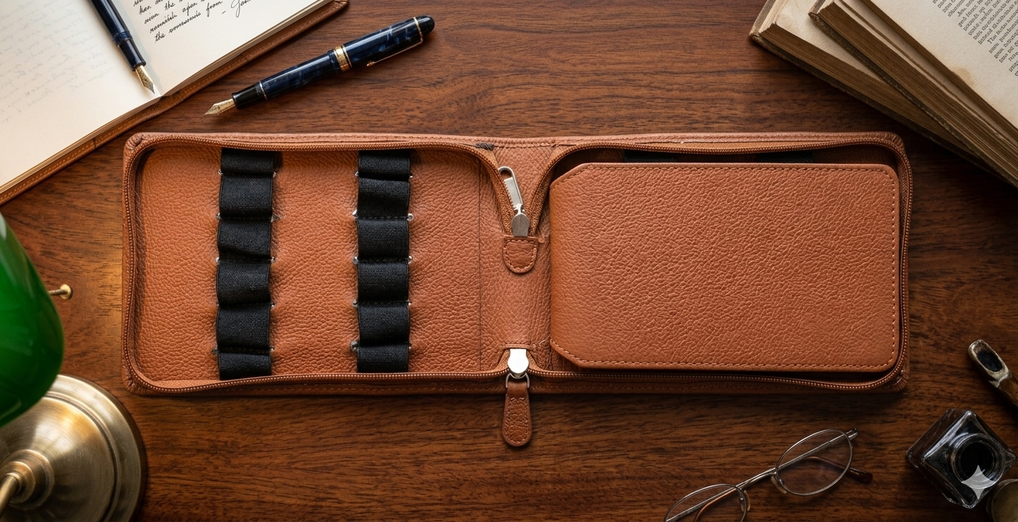 Diary Set - 1 Brown color diary with magnetic closure, 1 Brown color pen case, 1 metal golden color bookmark with tassel - Image 6
