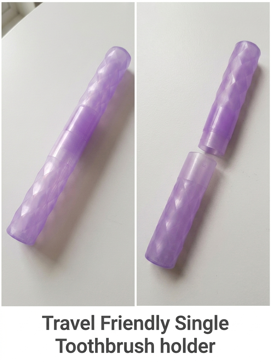 Purple travel kit – 2 silicon bottles, 1 perfume or mist spray bottle, 1 tooth brush holder, 1 watermelon soap paper bottle, 1 travel tag - Image 7