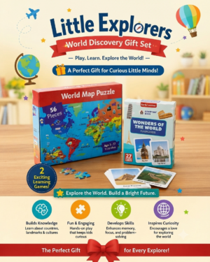 World map puzzle and card Set