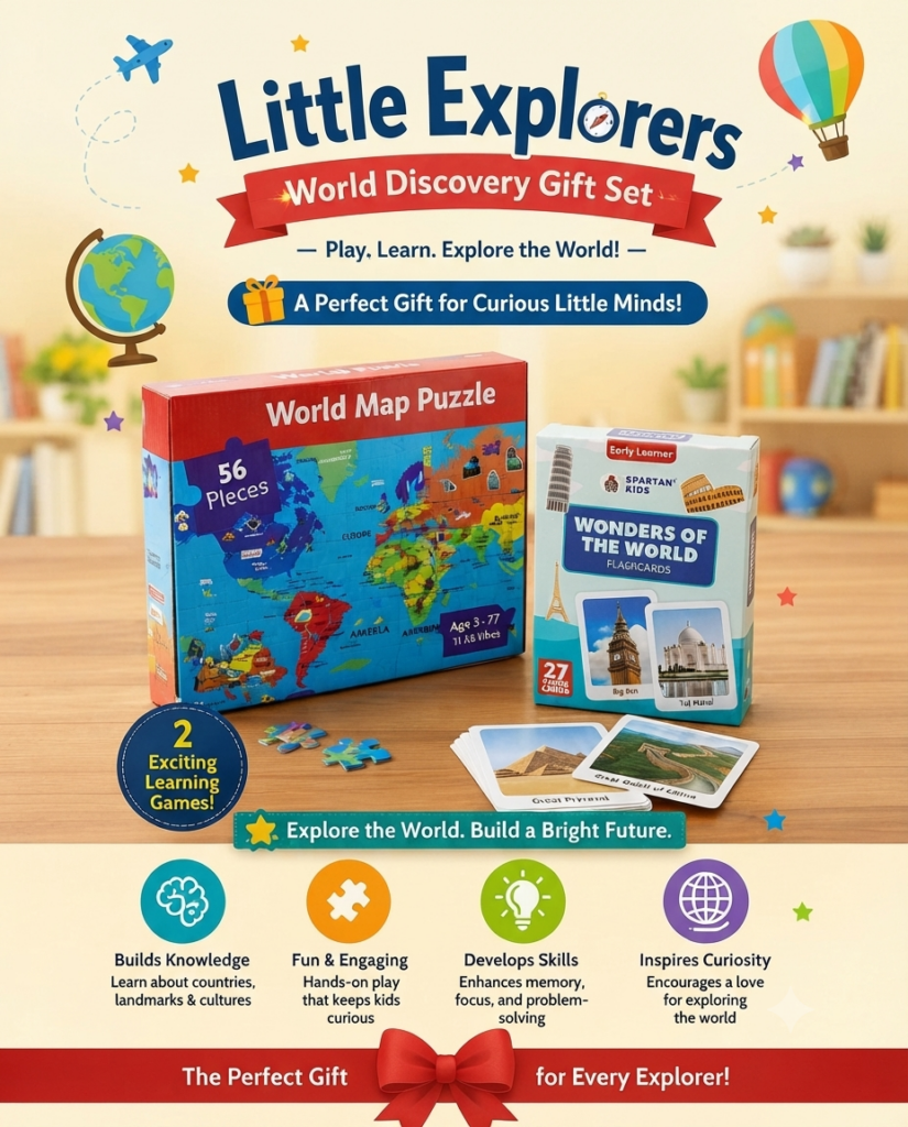 World map puzzle and card Set