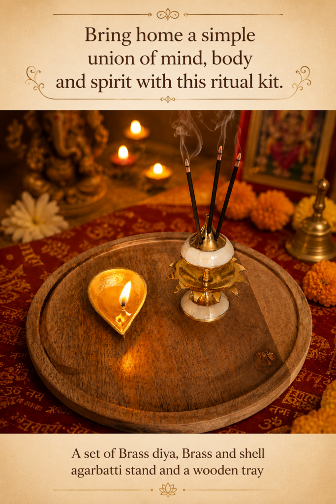 Agarbatti/incense stick stand and diya set