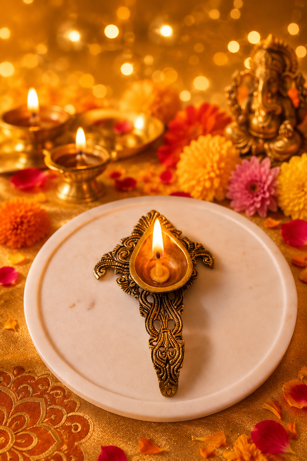 Brass diya set - Image 2