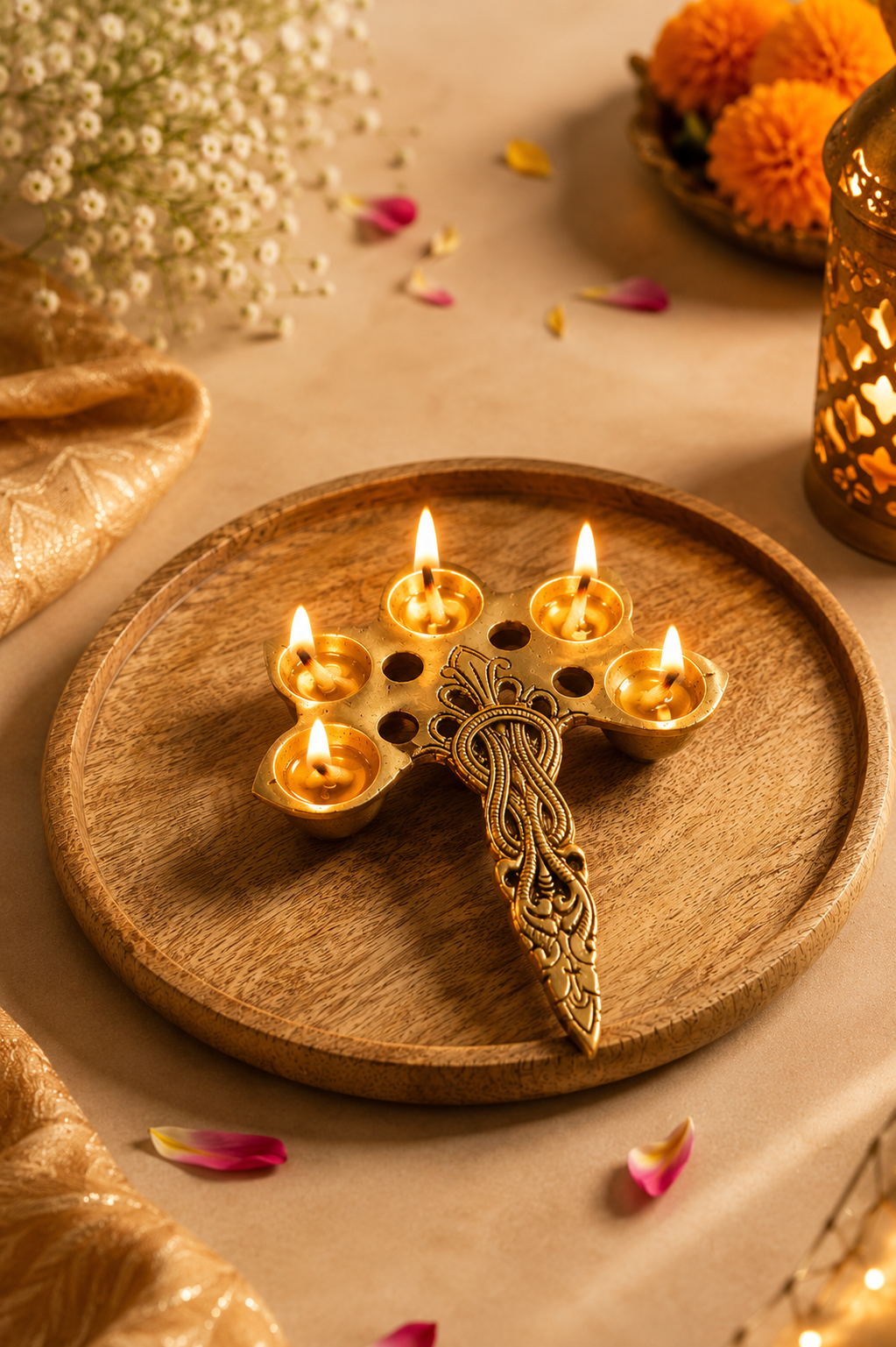 Brass Panch Diya Set - Image 2