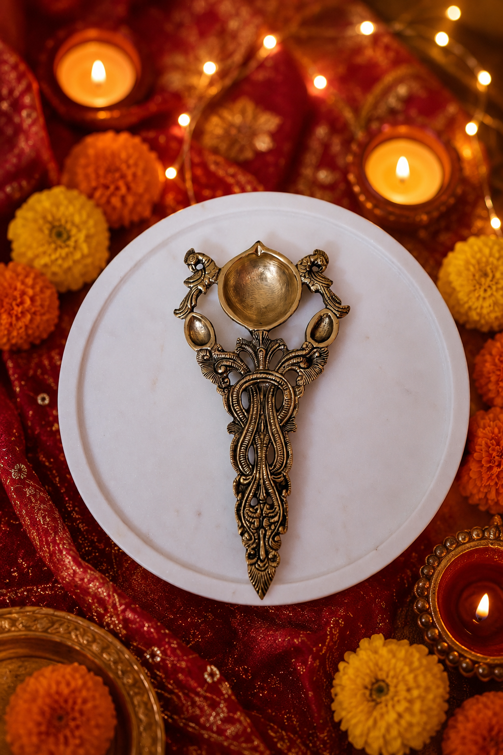 Brass diya set - Image 2