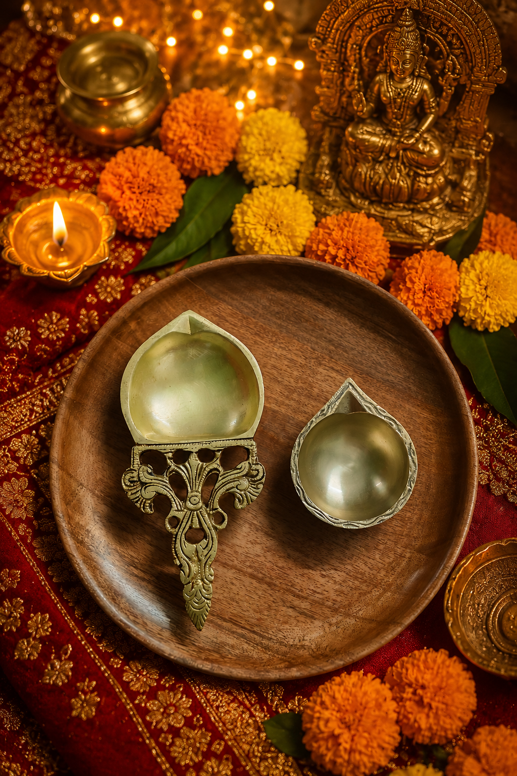 Brass diya set - Image 3