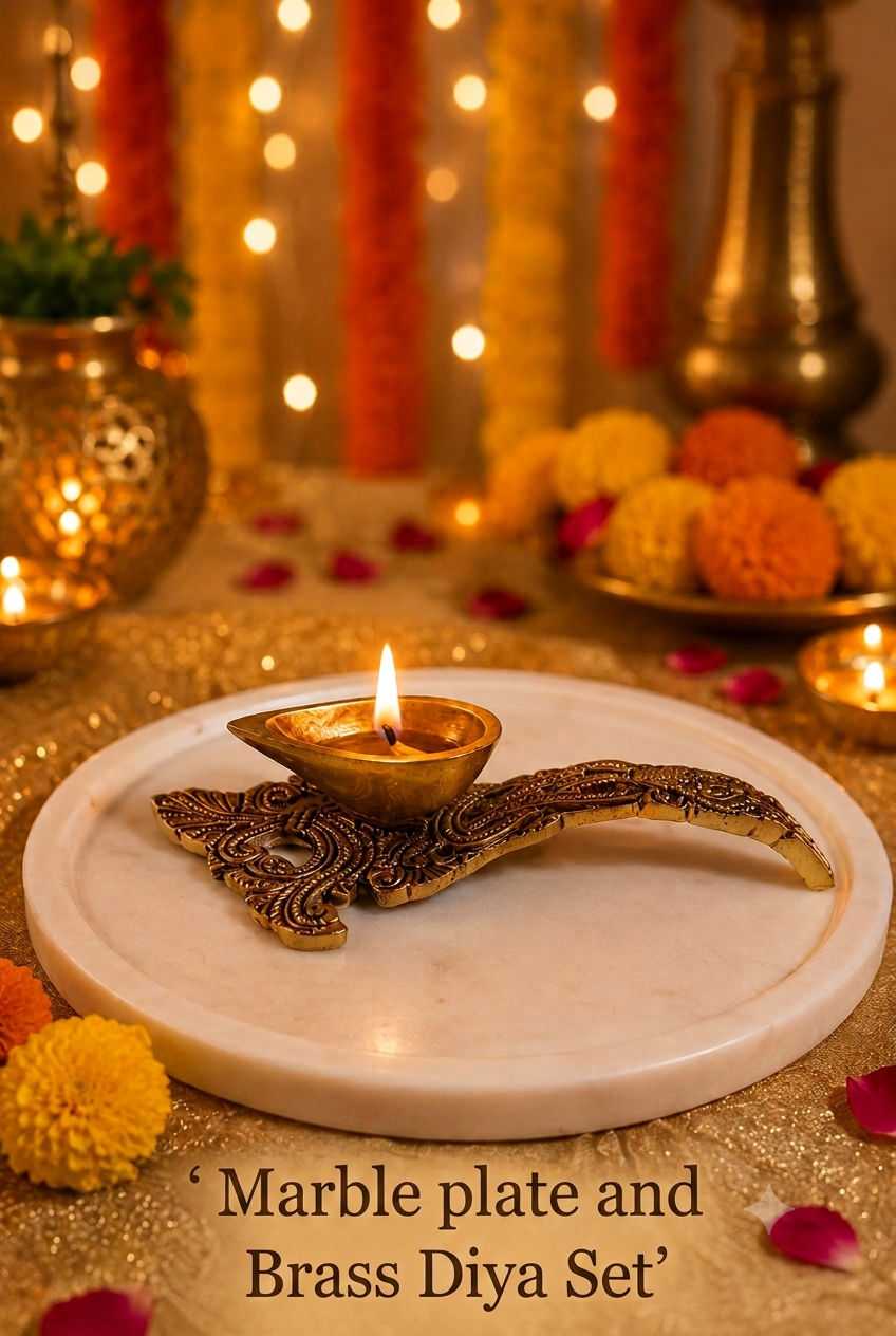 Brass diya set - Image 3