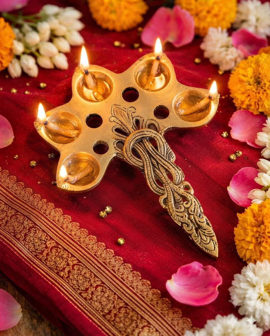 Brass Panch Diya Set - Image 5