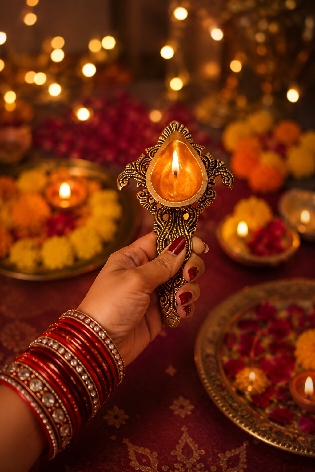 Brass diya set - Image 6