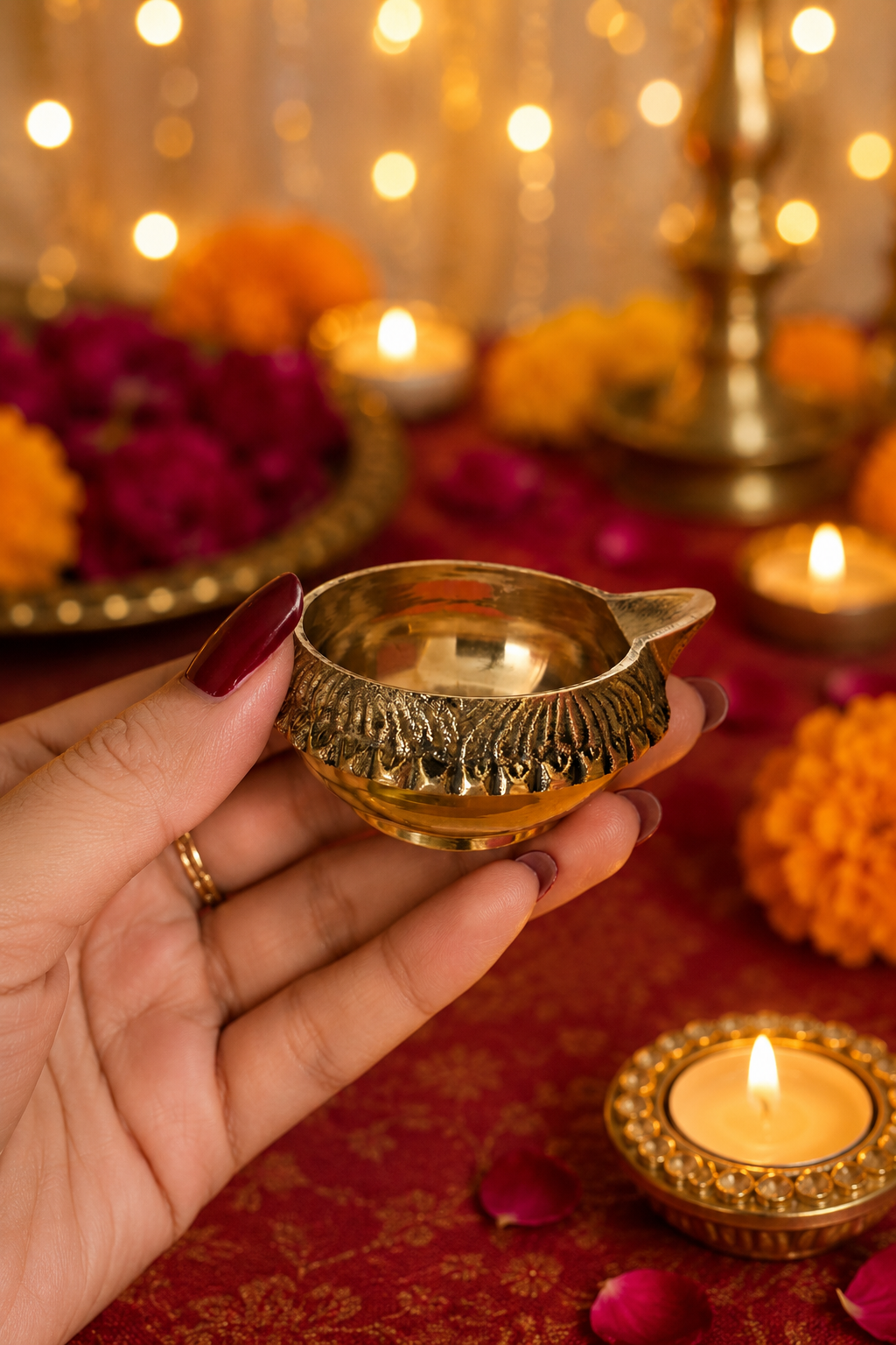 Brass diya set - Image 7
