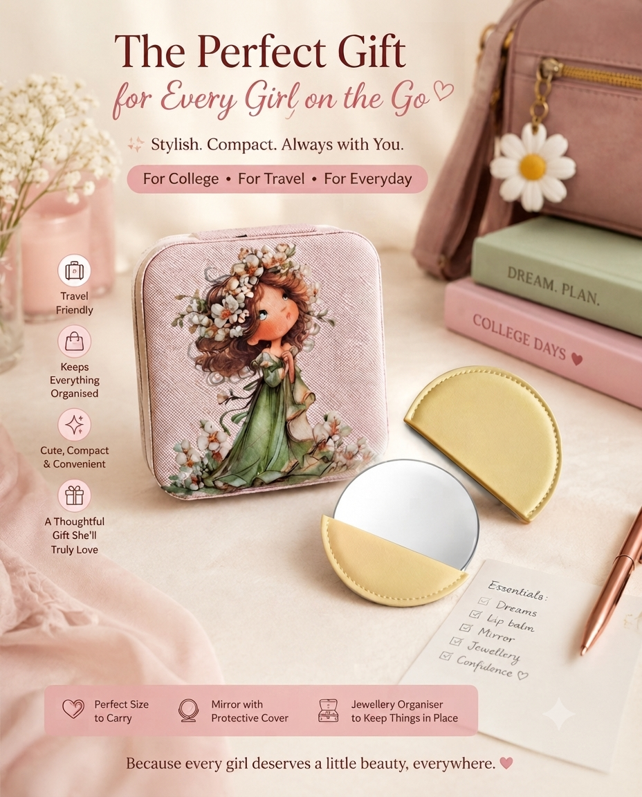 Girl printed jewellery organizer case set