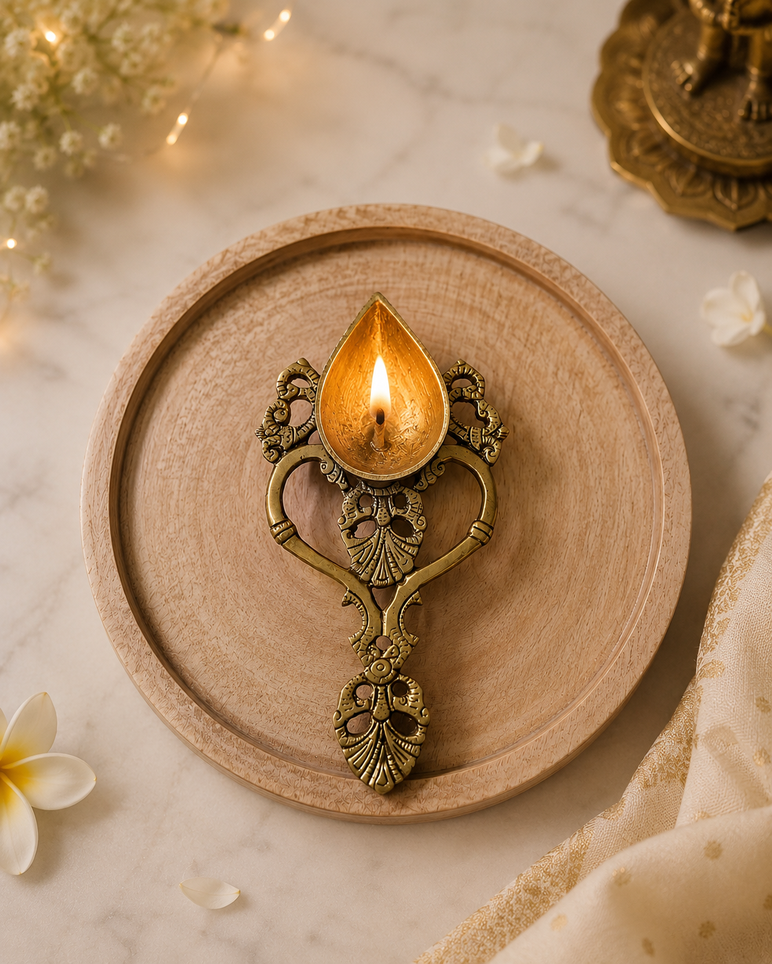 Brass diya set - Image 2