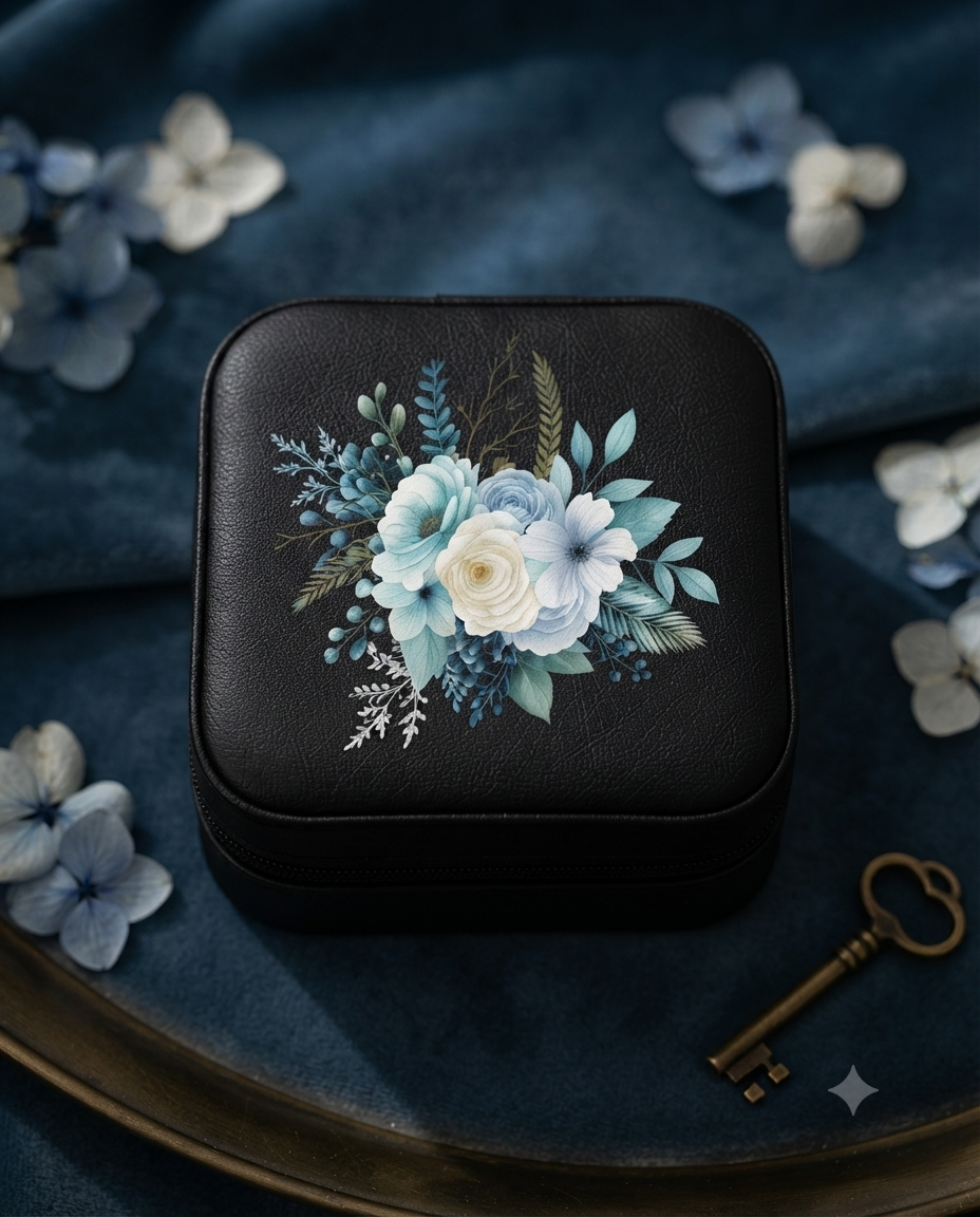 Black floral jewelry organizer set - Image 3