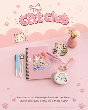 Cat themed notebook and stationery set