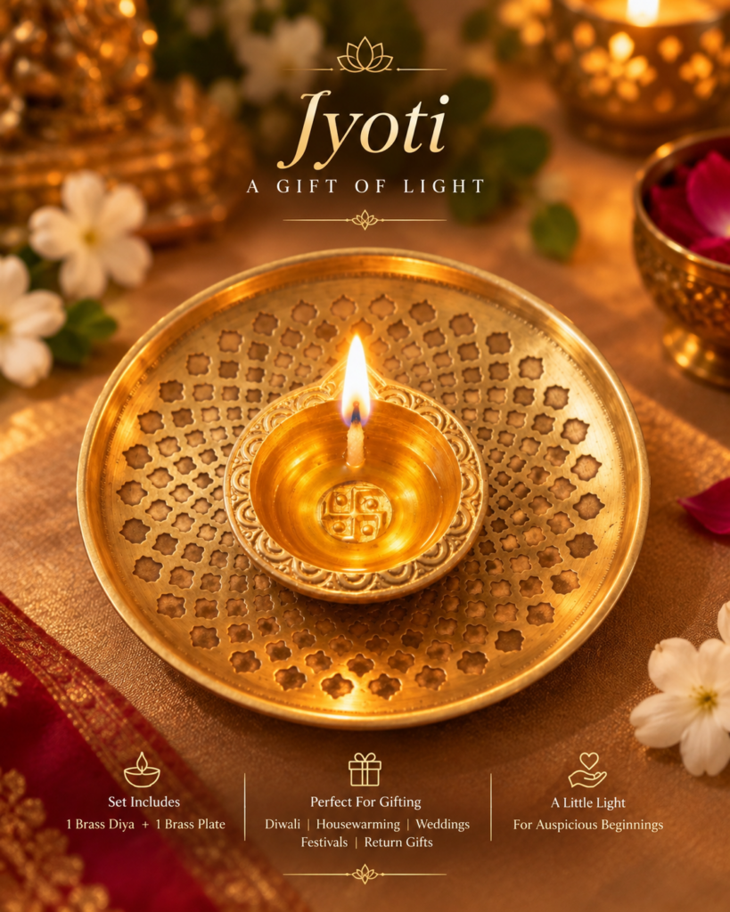 Brass diya set