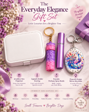 White and purple jewelry organizer set