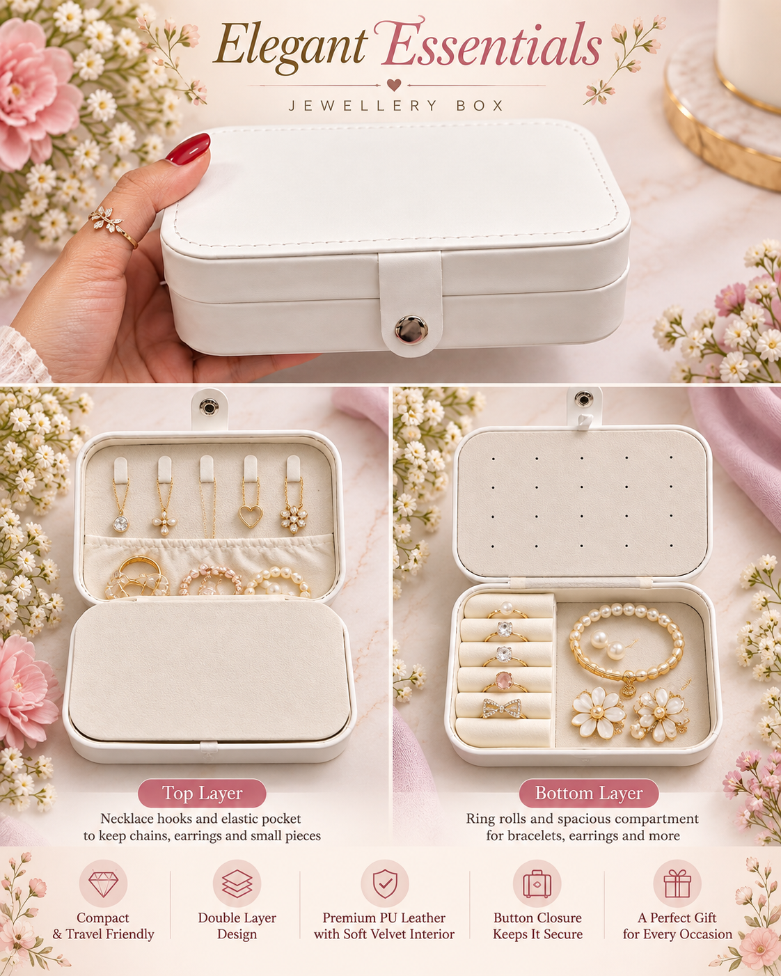 White and purple jewelry organizer set - Image 3